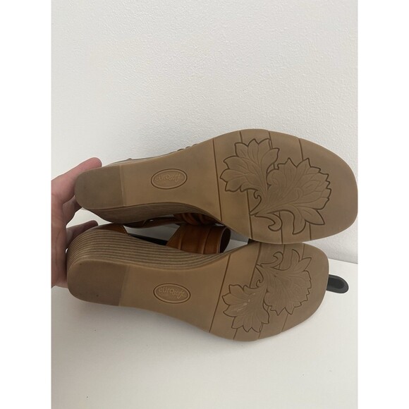 Eurosoft Women's Ginnifer Wedge Sandals Brown Leather Size 8.5 M Zip-up Open Toe - Picture 7 of 16